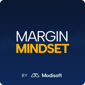 Margin Mindset podcast logo, presented by Modisoft.