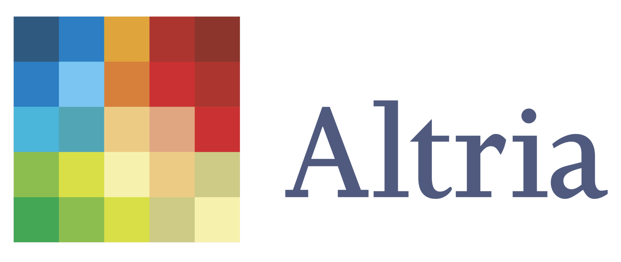 Altria corporate logo featuring a colorful mosaic square beside the company name in blue on a light gray background.